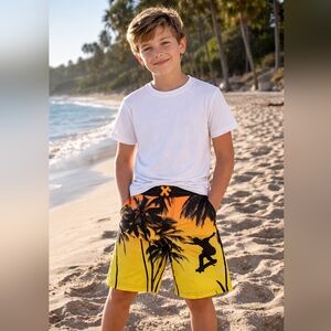Ocean Gear Boys Board Shorts L 10-12 Palm Tree Skate Print
